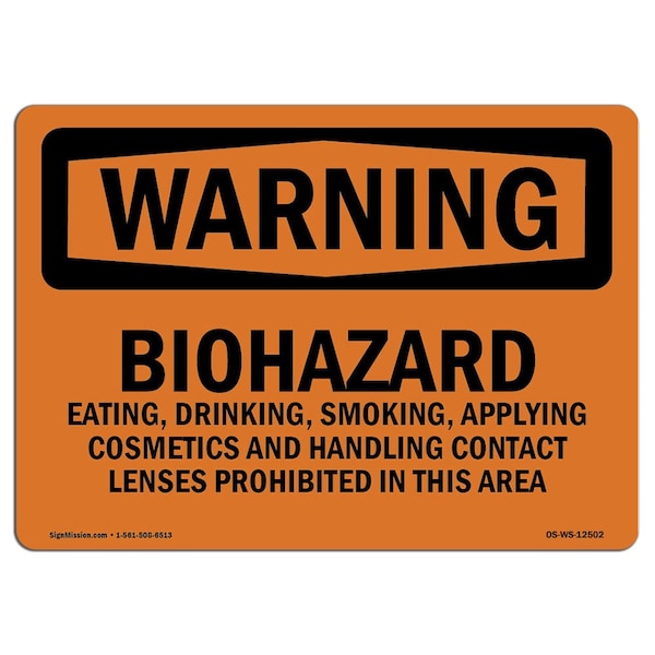 Safety Sign, OSHA WARNING, 3.5" Height, 5" Width, Biohazard, Landscape, 10PK